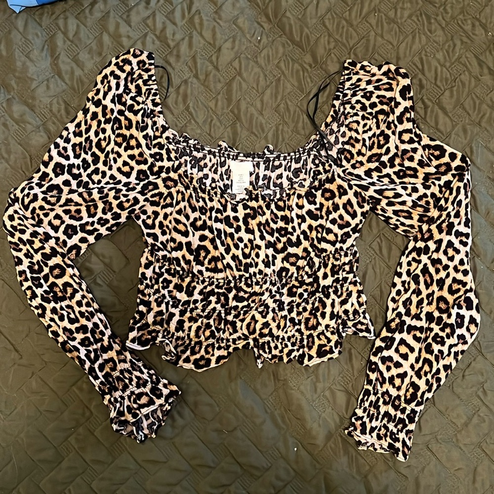 H&m leopard print crop top